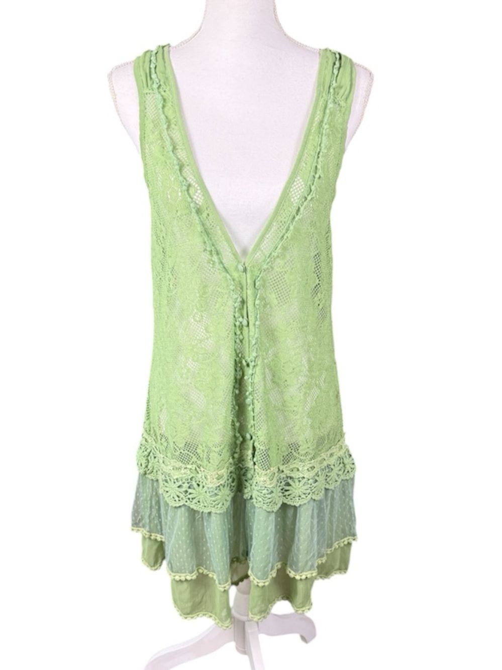 Pretty Angel Sage Green Lace Boho Fairycore Cottagecore Dress - Picture 3 of 9